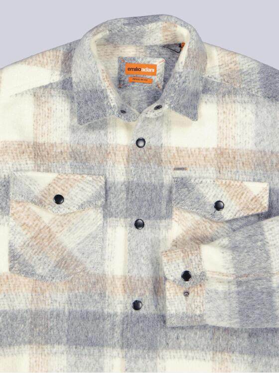 emilio adani Herren Overshirt kariert Beige 39331
