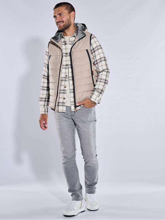 emilio adani Herren Overshirt kariert Beige 37244