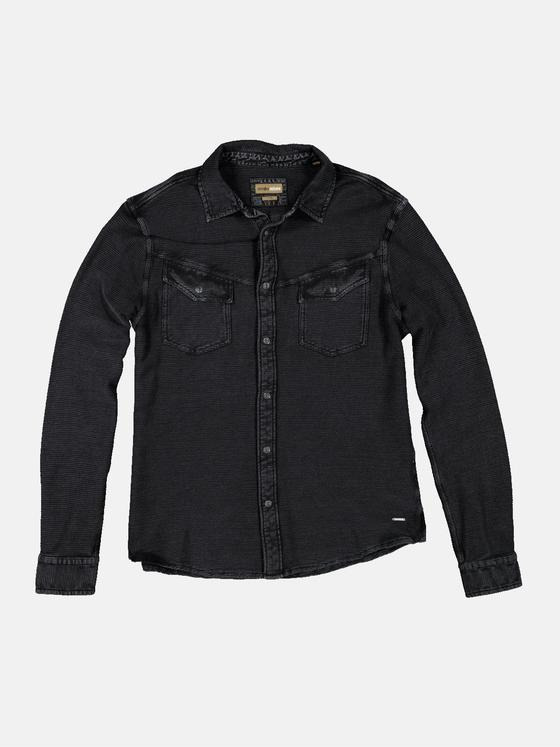 emilio adani Herren Langarm-Shirt mit Polo-Kragen Schwarz 34511