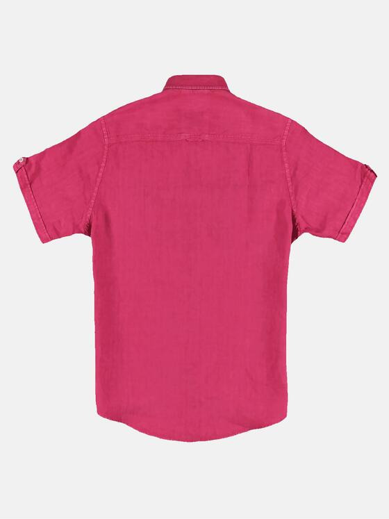 engbers Herren Kurzarm-Hemd aus Leinen Magenta 31742