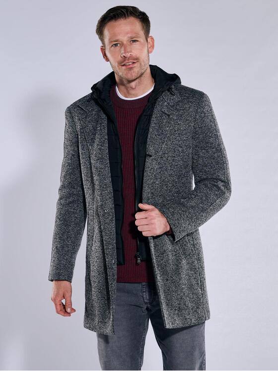 engbers Herren Mantel mit abnehmbarer Kapuze Silbergrau 37538