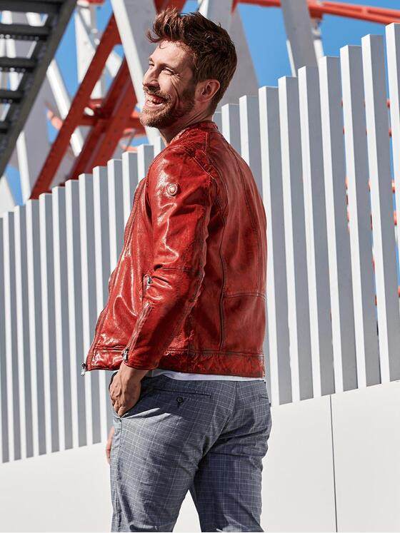 emilio adani Herren kernige Lederjacke mit Hingucker-Garantie Rot 29145