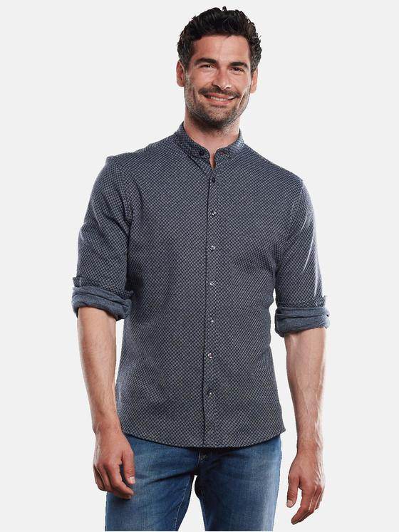 engbers Herren Langarm-Hemd gemustert Blau 32052