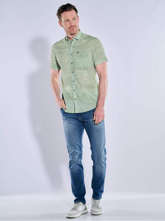engbers Herren Kurzarm-Hemd strukturiert Hellgruen 39030