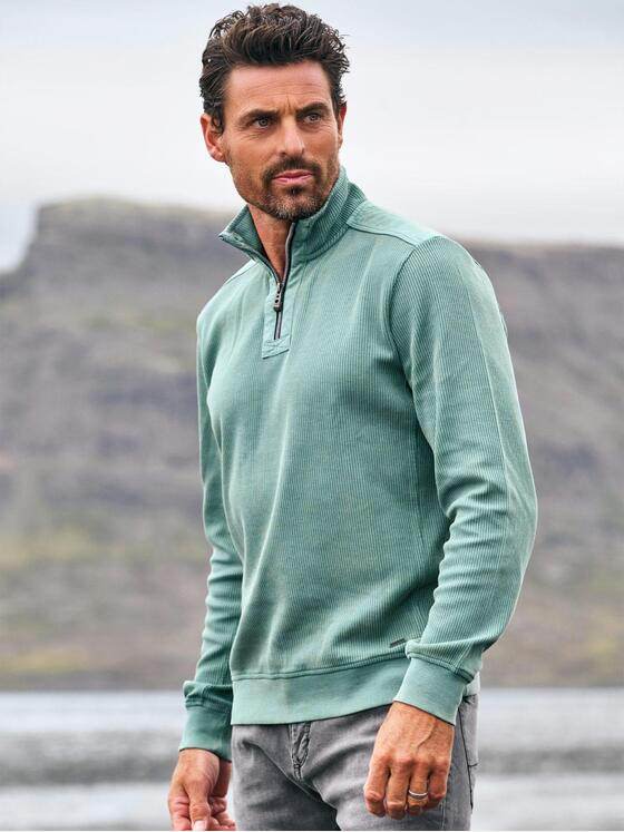 engbers Herren Sweatshirt mit Stehkragen Petrolblau 39688