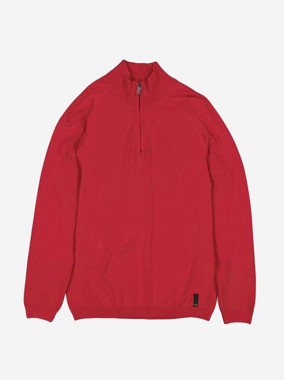 emilio adani Herren Pullover mit Troyerkragen Rot 38131