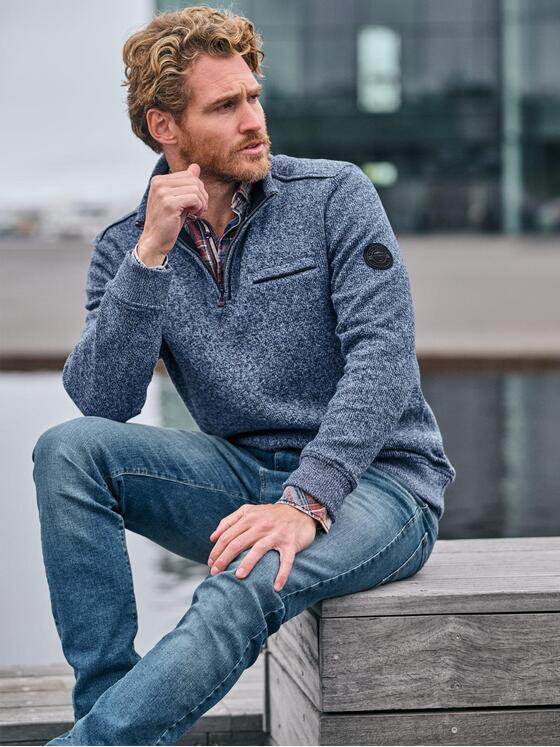 engbers Herren Sweatshirt mit Stehkragen Mittelblau 39531