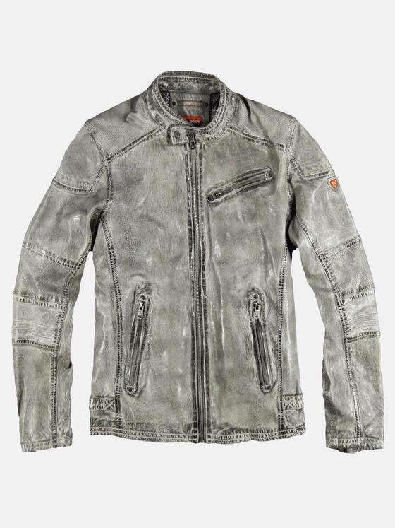 emilio adani Herren Lederjacke mit gebrauchter Warenoberfläche Grau 29143
