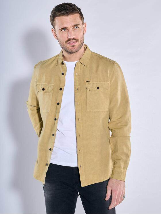 emilio adani Herren Langarm-Hemd slim fit Gelb 38640