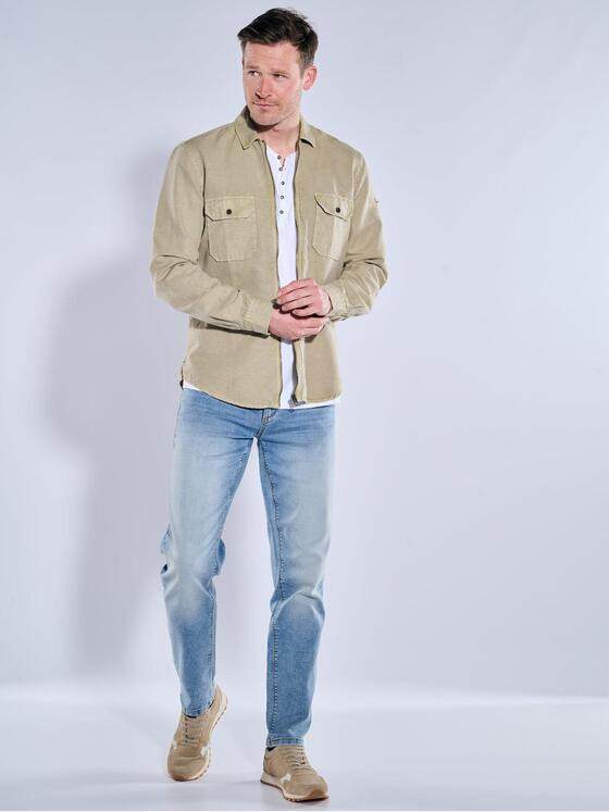 engbers Herren Overshirt mit Leinenanteil Beige 38912
