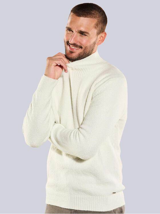 emilio adani Herren Pullover mit Rollkragen Weiß 35707