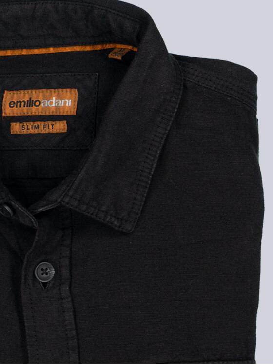 emilio adani Herren Overshirt slim fit Schwarz 38259