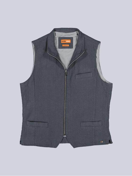 emilio adani Herren Sakko-Weste aus Leinen-Mix Schwarzbraun 40236