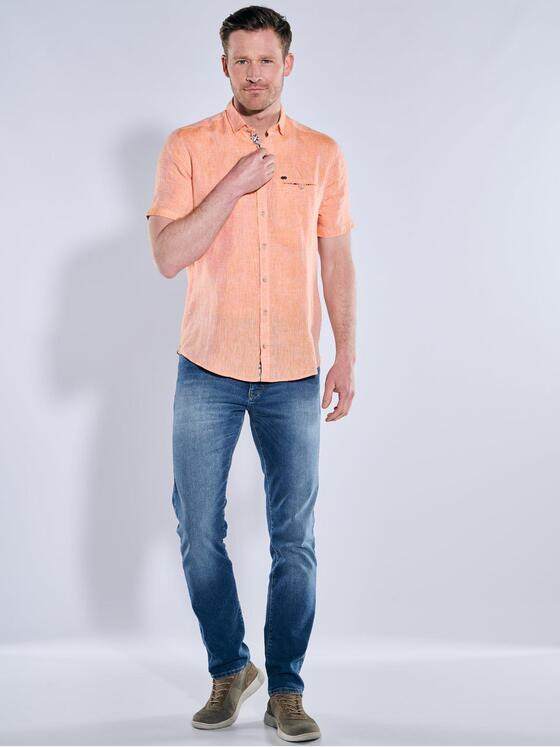 engbers Herren Kurzarm-Hemd aus Leinen Orange 38360