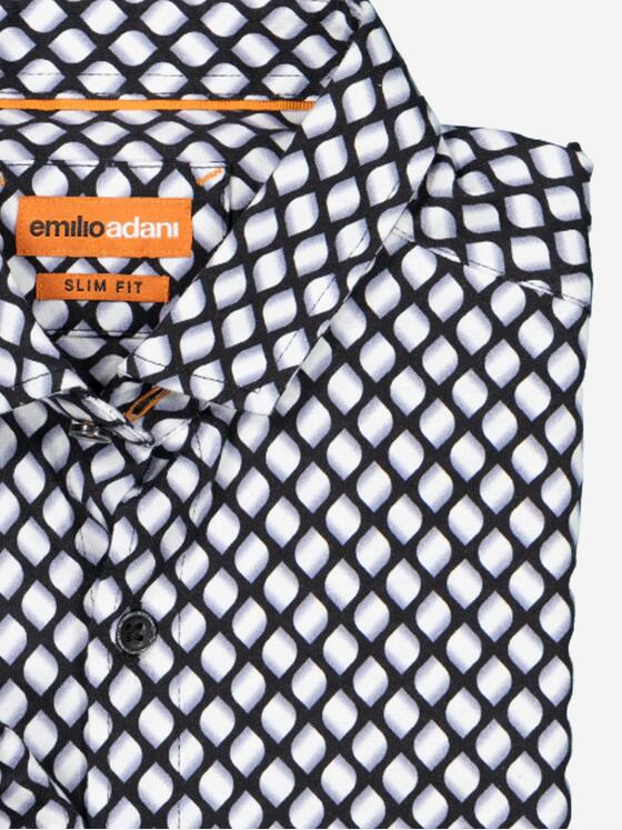 emilio adani Herren Langarm-Hemd slim fit Schwarz 37321