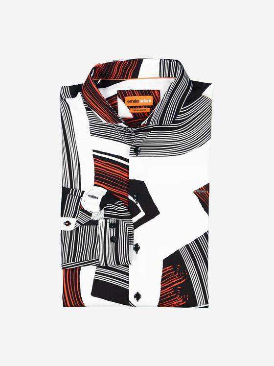 emilio adani Herren Langarm-Hemd gemustert Rot 38003