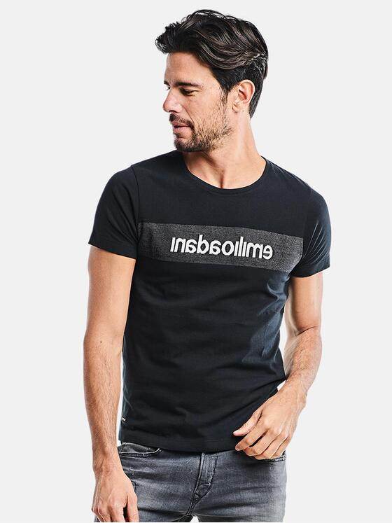 emilio adani Herren Rundhals T-Shirt Schwarz 25670