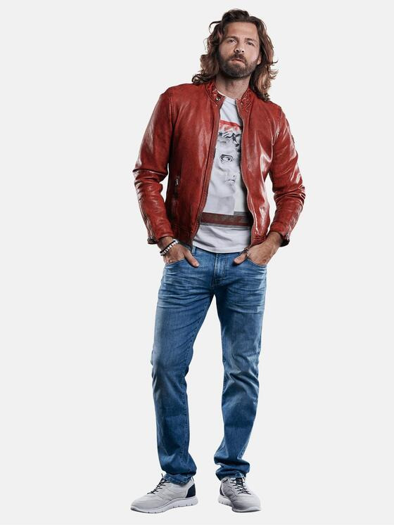 emilio adani Herren kernige Lederjacke mit Hingucker-Garantie Rot 29145