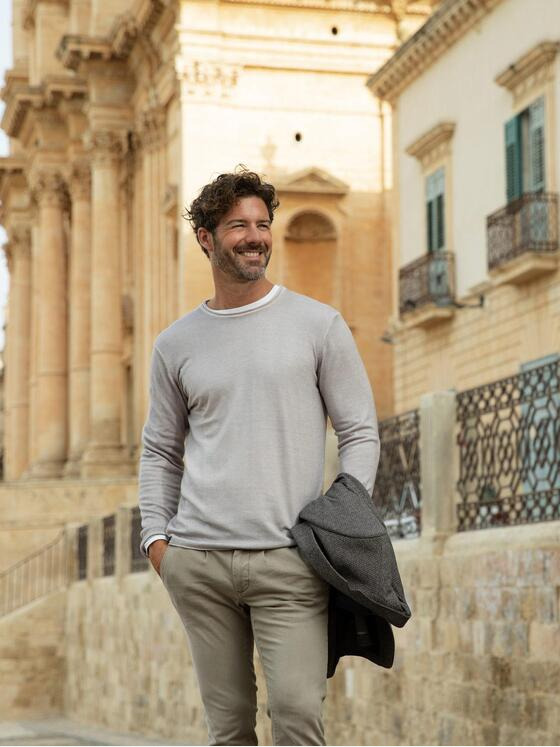 emilio adani Herren Pullover uni Beige 37804