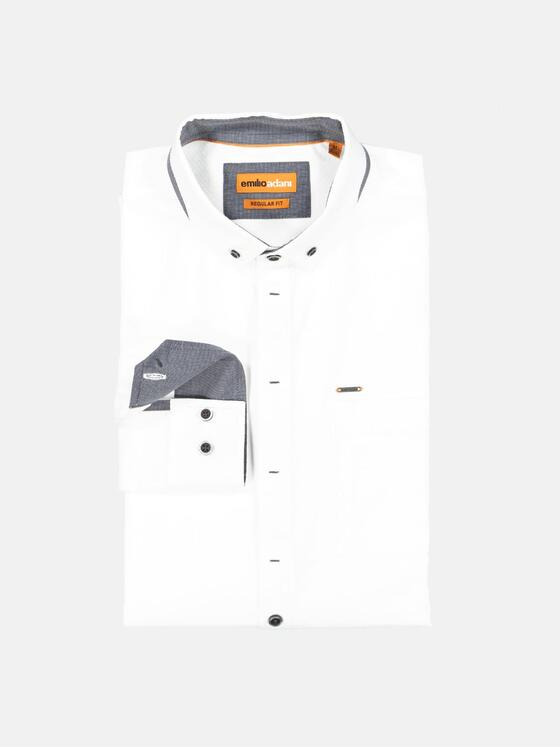 emilio adani Herren Langarm-Hemd uni Weiß 35777