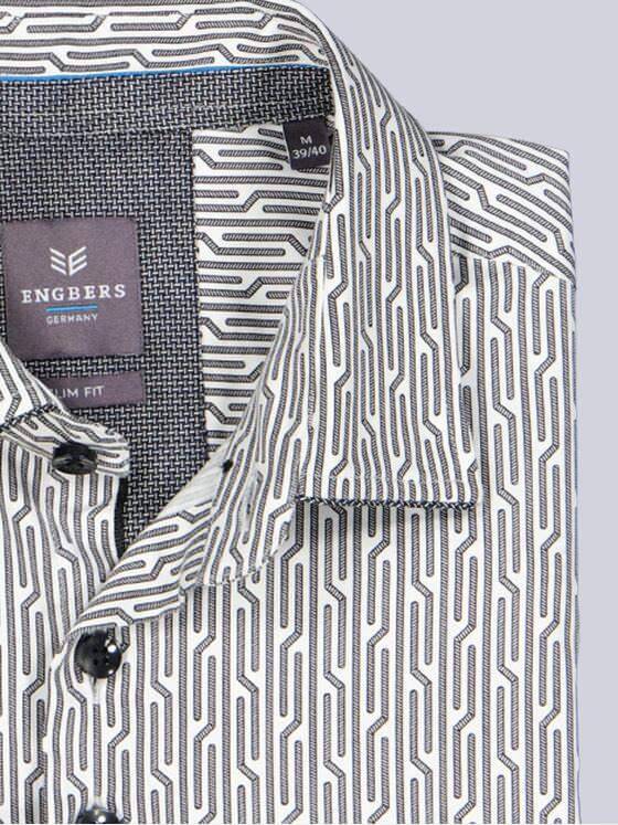 ENGBERS GERMANY Herren Langarm-Hemd in Satin-Warenqualität Schwarz 39190