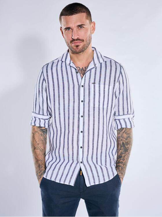 emilio adani Herren Leinen-Hemd mit Streifenmuster Brilliantblau 40341