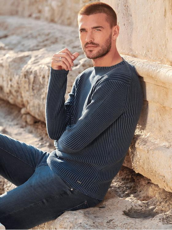 emilio adani Herren Pullover strukturiert Blau 36069