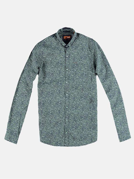 emilio adani Herren Langarmhemd mit All-Over Print Grün 31349