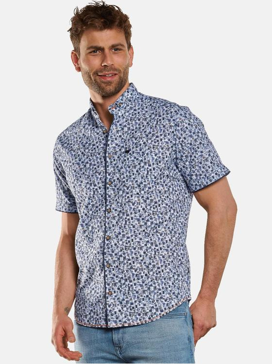 engbers Herren Kurzarm-Hemd gemustert Blau 33097