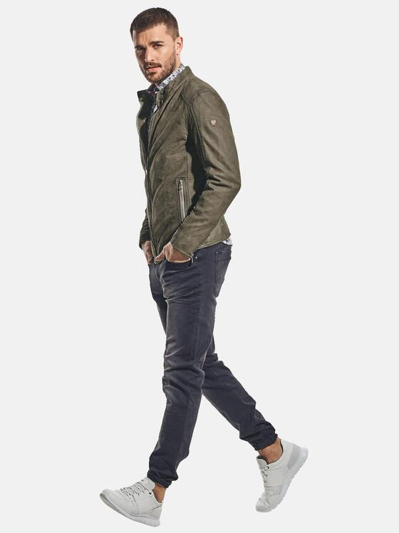emilio adani Herren Softe Lederjacke mit körperbetonter Passform Grün 31064