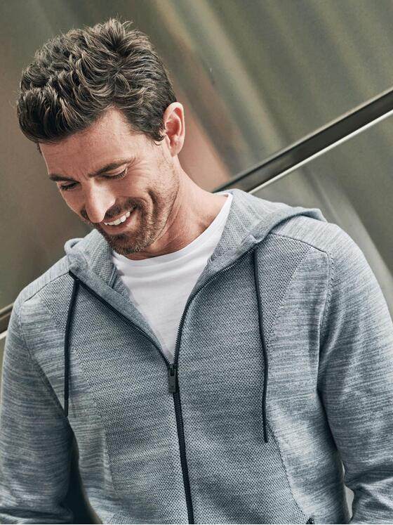 ENGBERS GERMANY Herren Cardigan mit Kapuze Silbergrau 33942