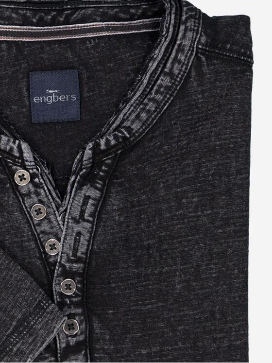 engbers Herren Henley-Shirt uni Schwarz 37305
