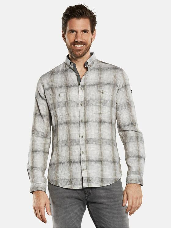 engbers Herren Langarm-Hemd kariert Beige 34257