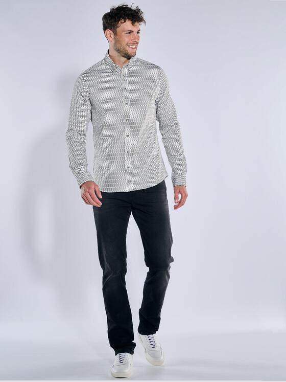 emilio adani Herren Langarm-Hemd gemustert Naturweiss 39206