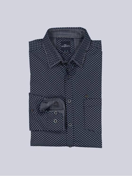 engbers Herren Langarm-Hemd gemustert Blau 36060