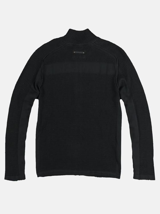 emilio adani Herren softe Strickjacke mit unterschiedlichen Strukturen Schwarz 28938