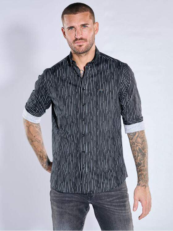 emilio adani Herren Hemd gemustert Schwarz 39926