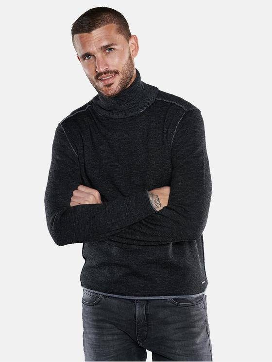 emilio adani Herren Rundhals Pullover Schwarz 33847