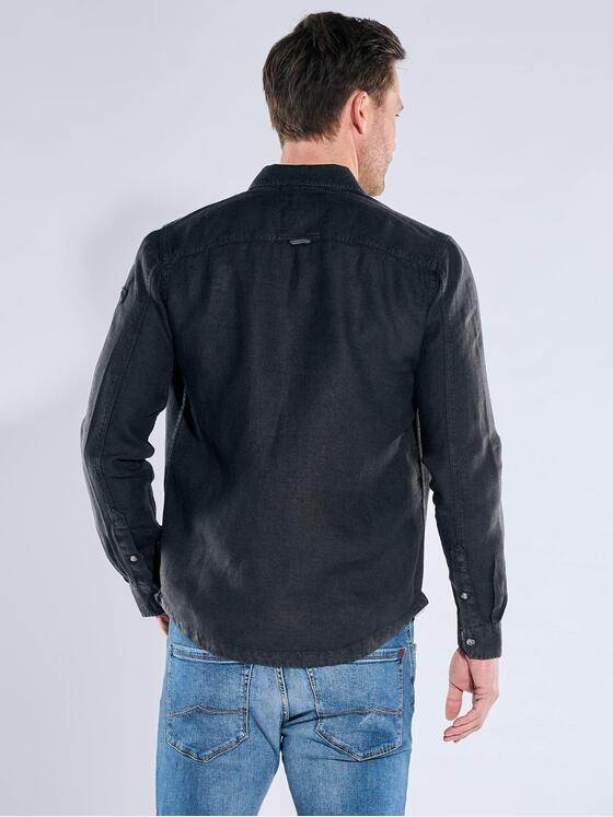 engbers Herren Leinen Overshirt mit Zipper Saphirblau 40212