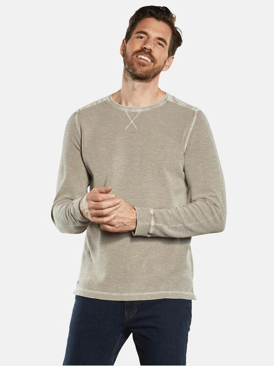 engbers Herren Langarm-Shirt strukturiert Beige 34515