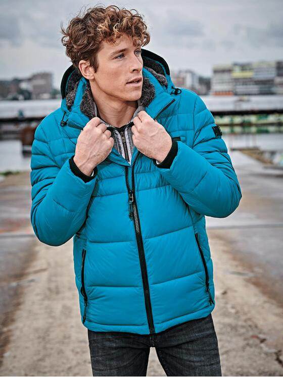 engbers Herren Jacke mit kuscheligem Fellimitat Türkis 30759