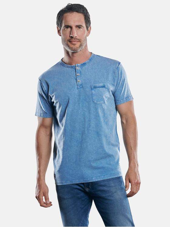 engbers Herren Frisch gefärbtes Henley T-Shirt Taubenblau 30275