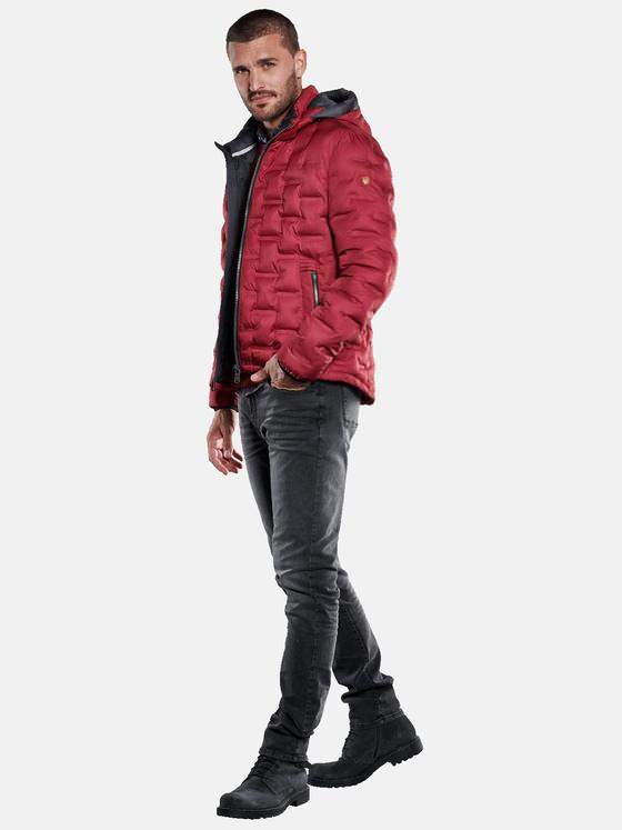 emilio adani Herren Steppjacke mit Kapuze Rot 33283