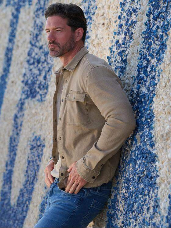 emilio adani Herren Overshirt uni Sand 39203