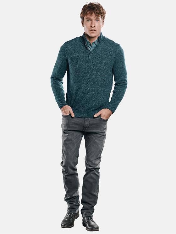 engbers Herren Troyer in moulinierter Optik. Petrolblau 30820