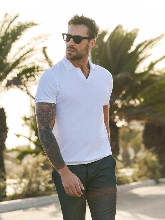 emilio adani Herren Polo-Shirt strukturiert Weiß 36809