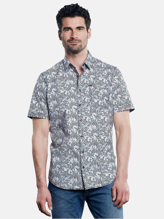 engbers Herren Kurzarm-Hemd gemustert Saphirblau 31720