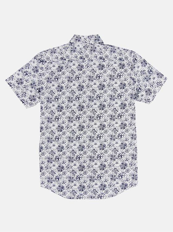 emilio adani Herren Kurzarm-Hemd mit All-Over-Print Blau 31318