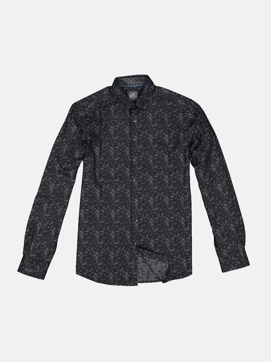 ENGBERS GERMANY Herren Langarm-Hemd gemustert Anthrazit 33798