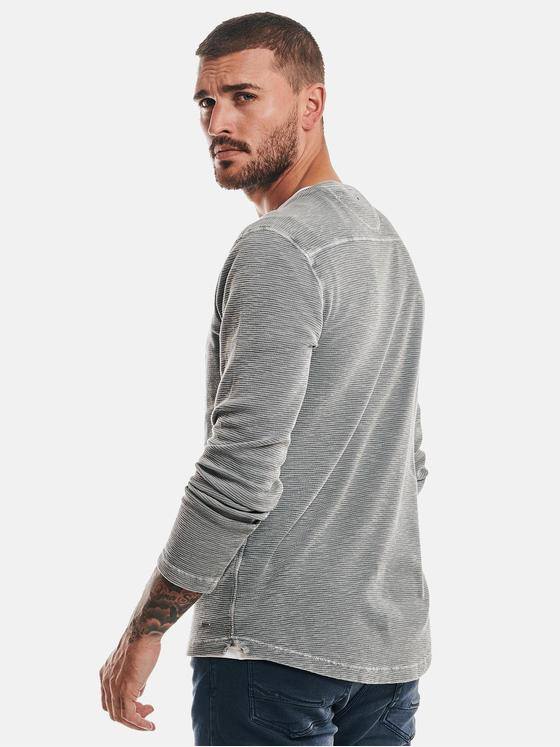 emilio adani Herren Henley-Shirt strukturiert Grau 32451